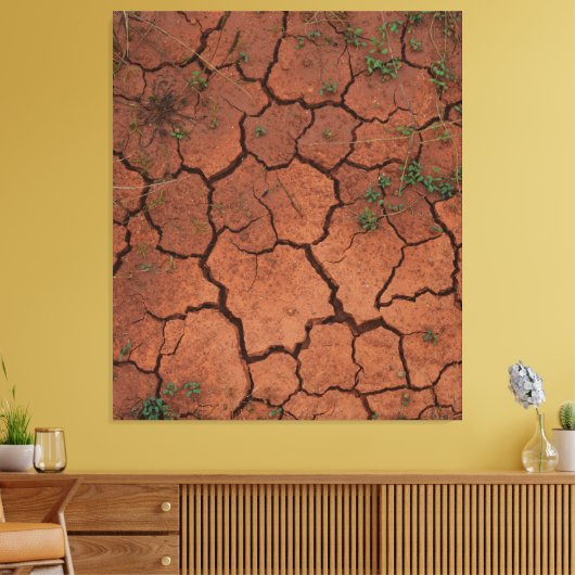 Droge, gebarsten grond canvas afdruk (Insitu (Woonkamer))