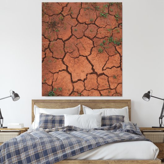 Droge, gebarsten grond canvas afdruk (Insitu (Slaapkamer))