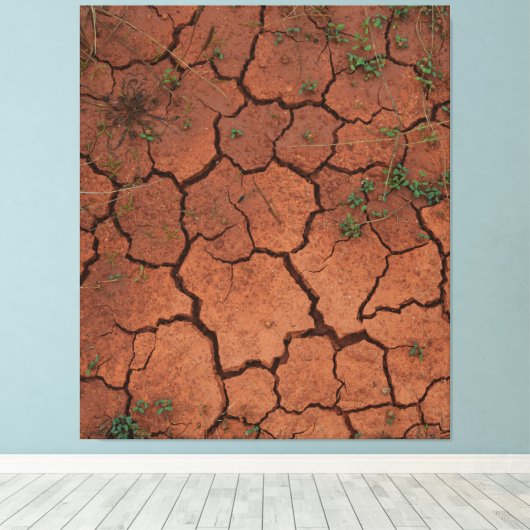 Droge, gebarsten grond canvas afdruk (Insitu (Houten vloer))