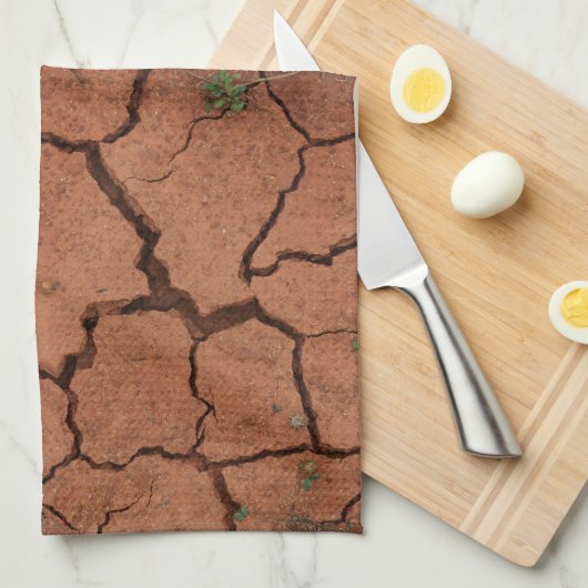 Droge, gebarsten grond theedoek (Quarter Fold)