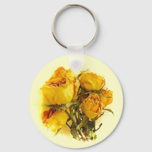 Droge gele bloemen sleutelhanger