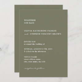 Droge groene eenvoudige typografie moderne bruilof kaart