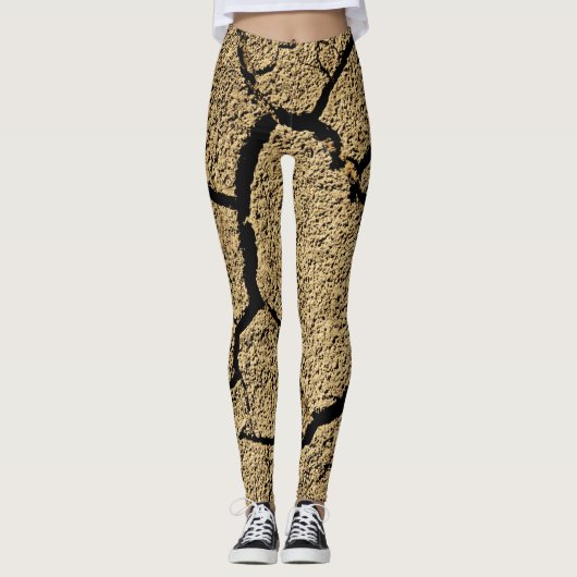Droge grond met gekraakte aarde in droogte leggings (Voorkant)