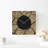 Droge grond met gekraakte aarde in droogte vierkante klok (Huis)