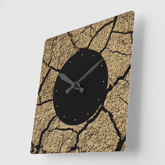 Droge grond met gekraakte aarde in droogte vierkante klok (Hoek)