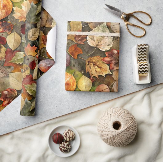 Droge herfstbladeren 02 cadeaupapier (Crafts)