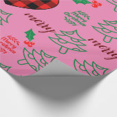 Droge kerstboom roze cadeaupapier (Hoek)