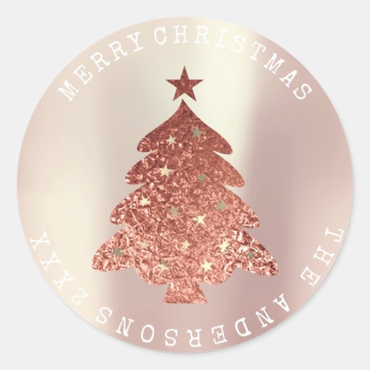 Droge kerstboom Roze Rose Gold Parly Pastel Ronde Sticker (Voorkant)