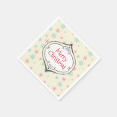 Droge kerstdecorteerroze en blauwe sneeuwvlokken servet (Hoek)