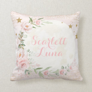 Droge maan & sterretjes Blush Pink Gold Floral Nur Kussen