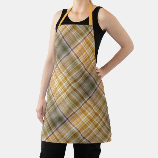 Droge Maïsgeel en Olijfgroen Plaid Schort (Insitu)