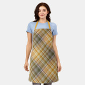 Droge Maïsgeel en Olijfgroen Plaid Schort (Gedragen)