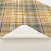 Droge Maïsgeel en Olijfgroen Plaid Sherpa Deken (3/4)