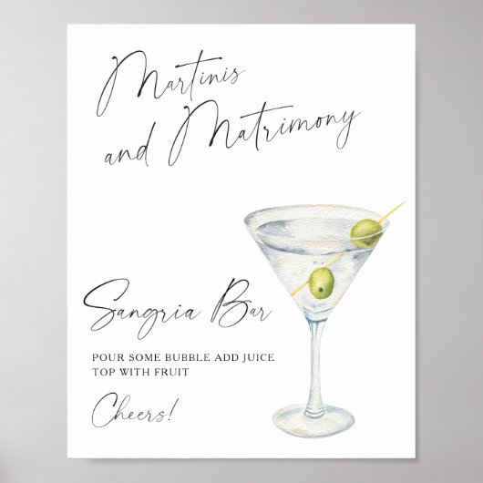 Droge Martini Bruidsfeest sangriabar Poster (Voorkant)