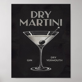 Droge Martini Cocktail Gin Vermout Elegant Zwart Poster