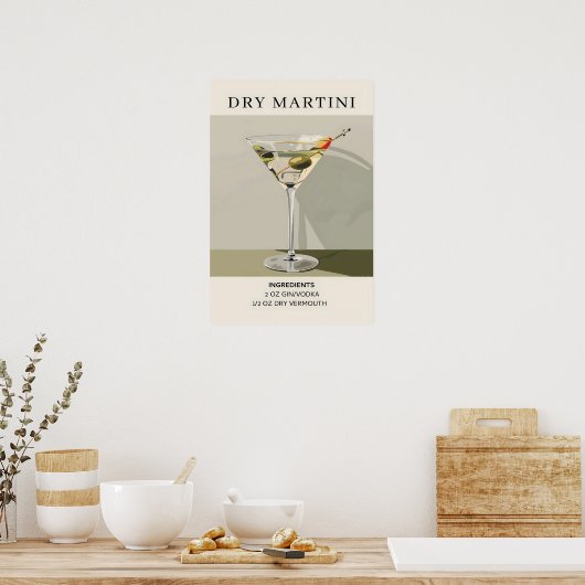 droge martini-cocktail poster (Keuken)
