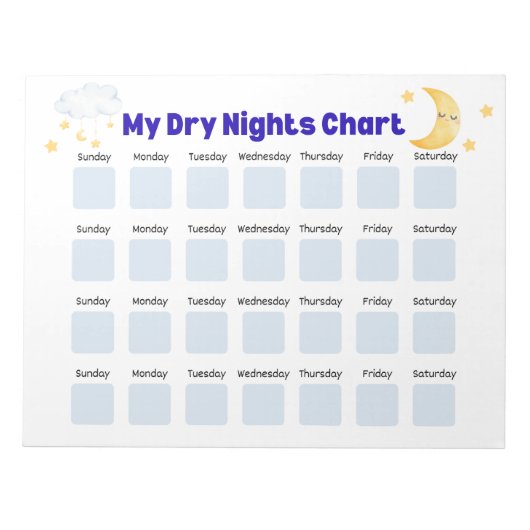 Droge Nachten Sticker Chart: Bedplassen Tracker, P Notitieblok (Voorkant)