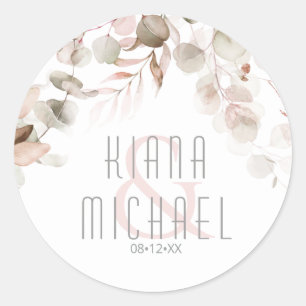 Droge oliage Wedding Blush Pink V2 ID817 Ronde Sticker