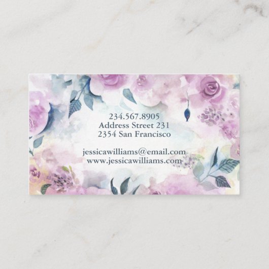 Droge Paarse Rozen Floral Visitekaartje (Achterkant)