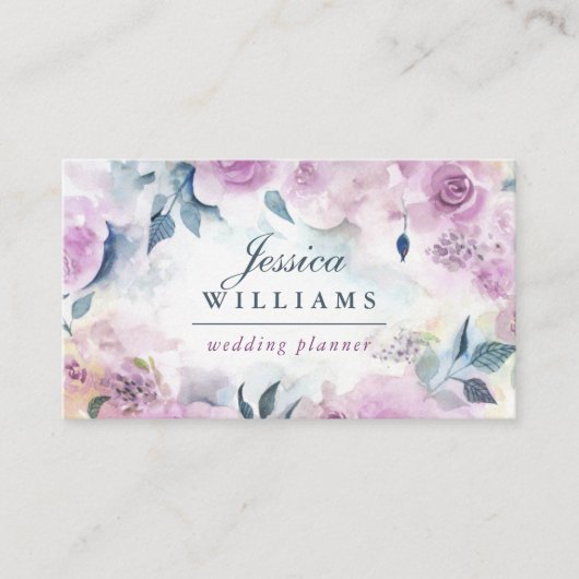 Droge Paarse Rozen Floral Visitekaartje (Voorkant)