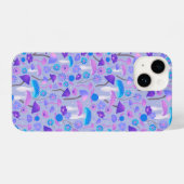 Droge paddenstoelen en bloemen Paarse Turquoise iPhone Hoesje (Achterkant horizontaal)