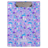 Droge paddenstoelen en bloemen Paarse Turquoise Klembord (Voorkant)