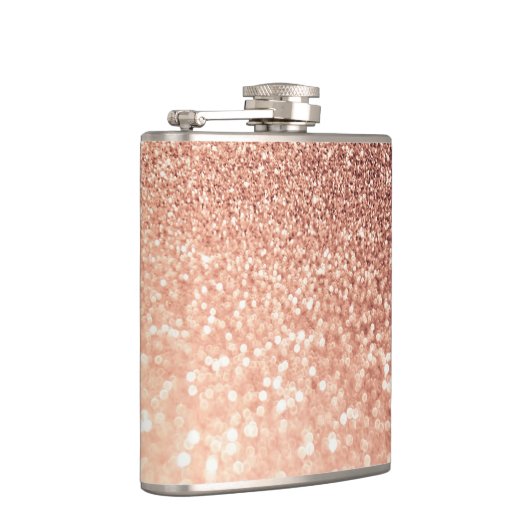 Droge Roos Gold Glitter - Perzikglazige werking Heupfles (Rechts)