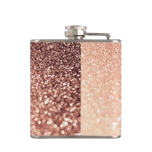 Droge Roos Gold Glitter - Perzikglazige werking Heupfles (Achterkant)