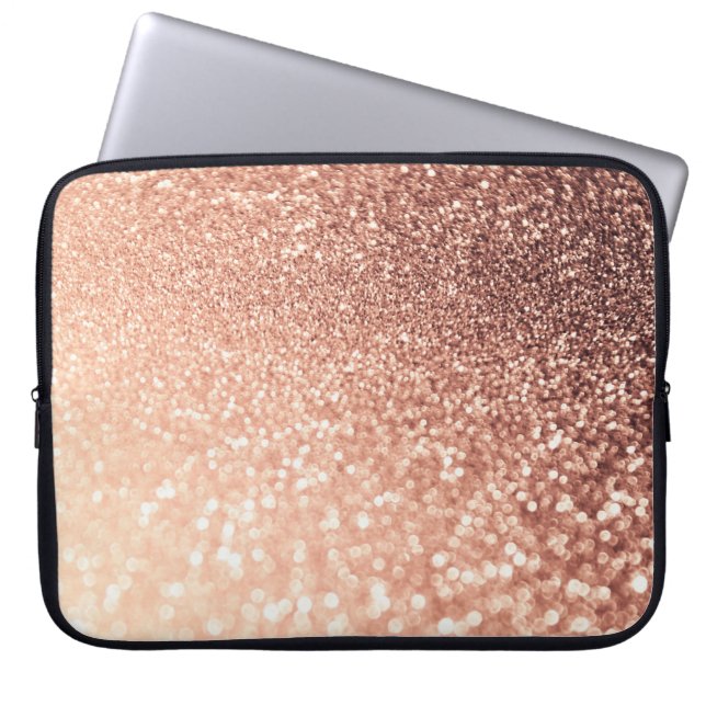 Droge Roos Gold Glitter - Perzikglazige werking Laptop Sleeve (Voorkant)