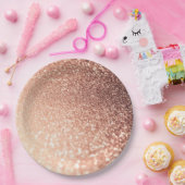 Droge Roos Gold Glitter - Perzikglazige werking Papieren Bordje (Feest)