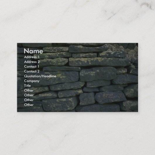 Droge steenwand visitekaartje (Voorkant)