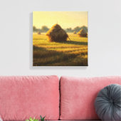 Droge tarwe gestapeld grote Canvas Print-boerderij (Insitu (Woonkamer))