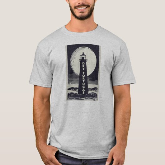 Droge Tortugas Florida vuurtoren maan T-shirt (Voorkant)