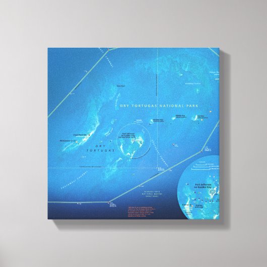 Droge Tortugas kaart canvas print (Voorkant)