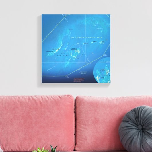 Droge Tortugas kaart canvas print (Insitu (Woonkamer))