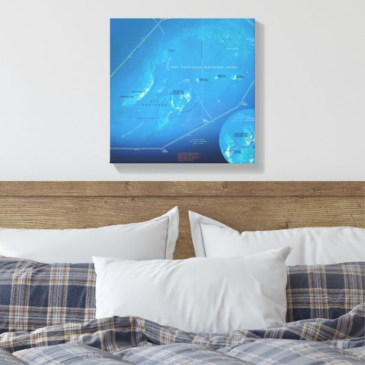 Droge Tortugas kaart canvas print (Insitu (Slaapkamer))