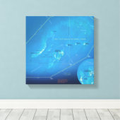 Droge Tortugas kaart canvas print (Insitu (Houten vloer))