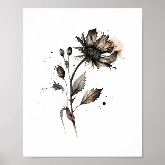 Droge ventilatorinkt Waterverf zwart Poster (Voorkant)