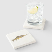 Droge vliegende bruine forel stenen onderzetter (Zijkant)