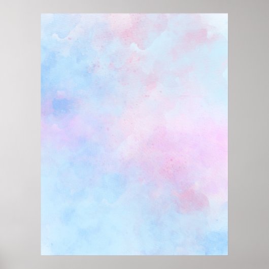 Droge Waterverf Roze Blauw Poster (Voorkant)