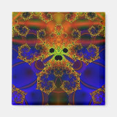 Drogen | Blauwe en gele fractale kunst Magneet (Voorkant)