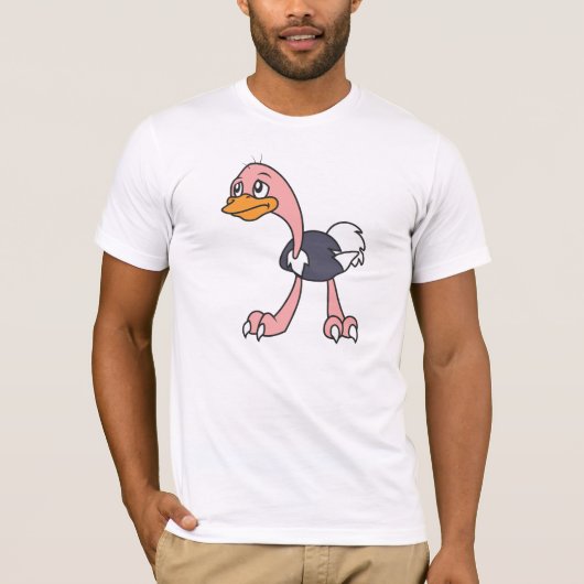 Drogen van Cute Ostrich Bird Tee Shirt Polo V Neck (Voorkant)