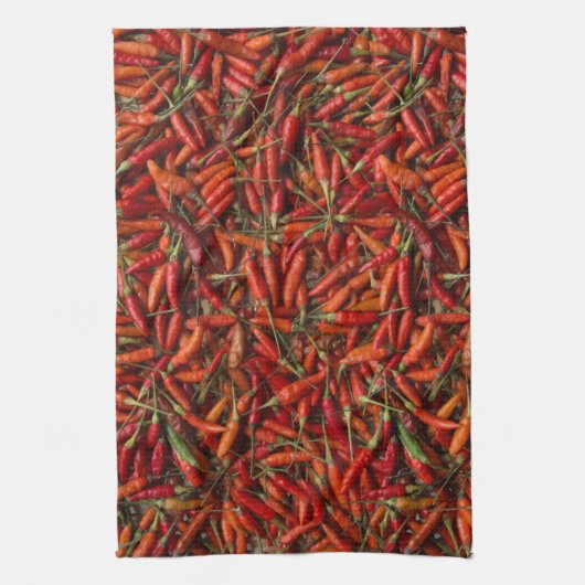 Drogen van rode hete Spaanse peper Theedoek (Verticaal)