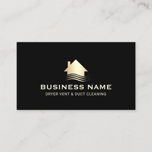 Droger Vent & Duct Reiniging Modern Zwart & Goud Visitekaartje (Voorkant)