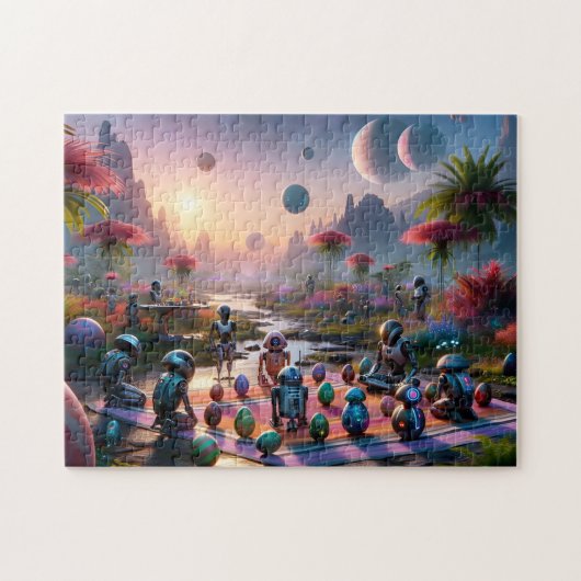 Droid Pasen Feest Sci-Fi voor Ruimteliefhebbers Legpuzzel (Horizontaal)