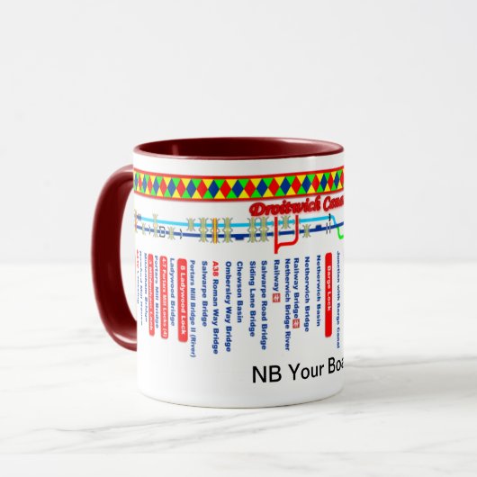 Droitwich Canal Route Map Mok (Voorkant links)