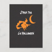 Drol Ik kan niet met Halloween heks en balai. Briefkaart (Voorkant)