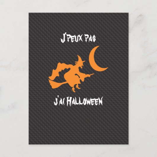 Drol Ik kan niet met Halloween heks en balai. Briefkaart (Voorkant)