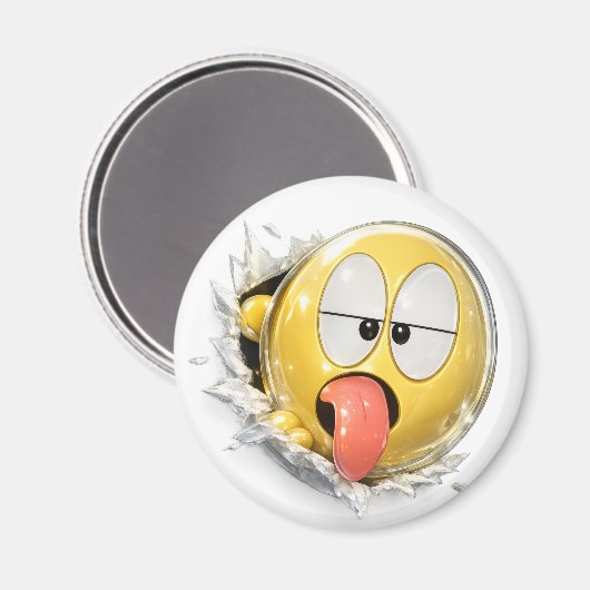 Drolii 3D Emoji Round Magnet (Voorkant / Achterkant)