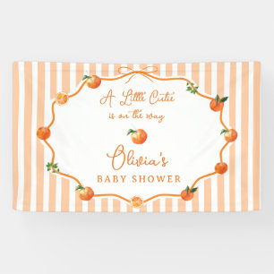 Droll gestreepte oranje kleine schat baby shower spandoek
